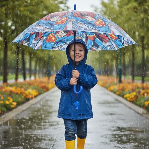 Parapluie enfants Superman avec sifflet protection fun pour petits super heros