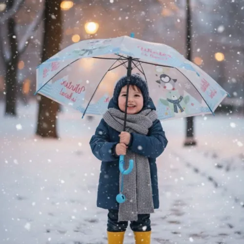 Parapluie Enfants Avec Sifflet Design Hivernal Magique