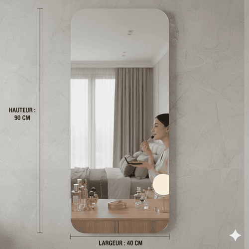 Miroir Adhésif Haute Définition 90×40 cm – Ultra Fin et Facile à Poser