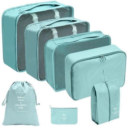 Pack 7Pcs Sac de Rangement pour Voyage de Valise VERT, Organisateur de vêtements