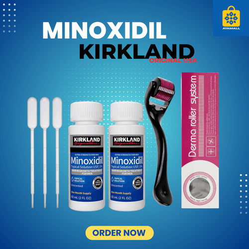 Minoxidil 5% Kirkland et derma roller gratuit- 2x60ml