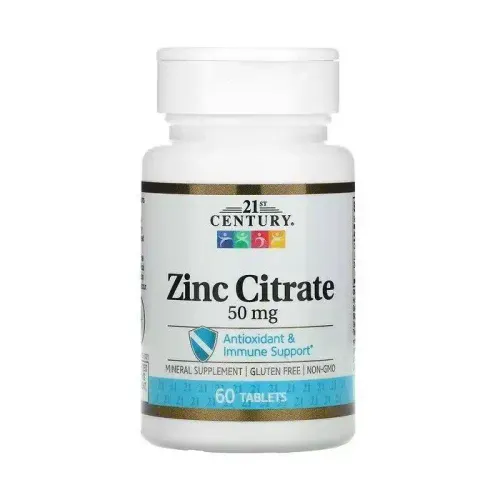 21st Century, Citrate de zinc, 50 mg, 60 comprimés MADE IN USA