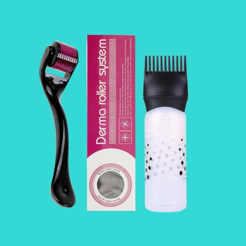 Derma Roller Rouleau à microaiguilles en titane 0.5mm +Flacons Vaporisateur Vide 60ml