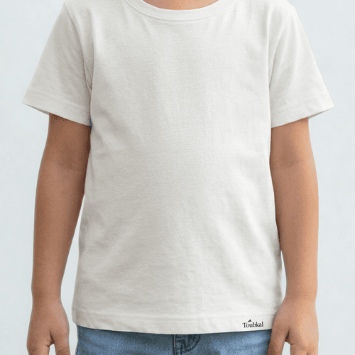 T-shirt Coton Cole Rond Blanc Manches Courtes Garçon Toubkal Junior