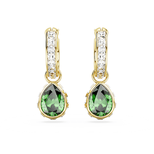 Pendants d'oreilles Chroma Taille poire, Vertes, Placage de ton or