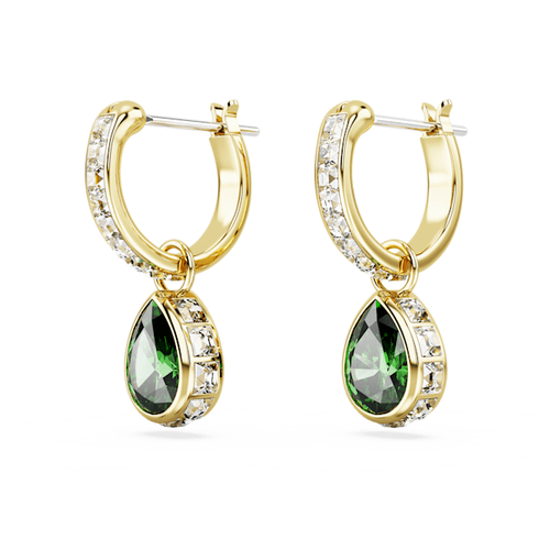 Pendants d'oreilles Chroma Taille poire, Vertes, Placage de ton or