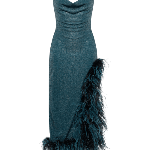 Robe De Soirée Lumière Bicolore Plumage