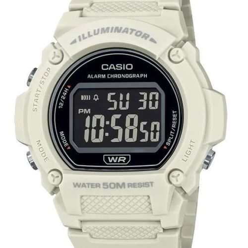 Montre Bracelet Numérique Homme Femme Avec Bracelet En Résine Blanche Et Lunette Noire-casio W-219hc-8bvdf