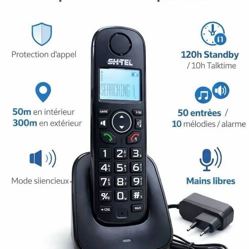 Téléphone Fixe Numérique Sans Fil – Portée 300m