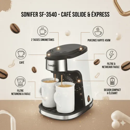 Machine À Café Filtre Avec 2 Tasses En Porcelaine – 450w