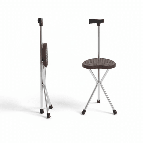 Siege Canne Pliant– Canne De Marche 2 En 1 Avec Assise Integree – Couleur Aleatoire