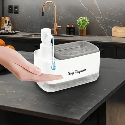 Ensemble Double Distributeur De Savon Avec Porte-éponge – Cuisine & Salle De Bain