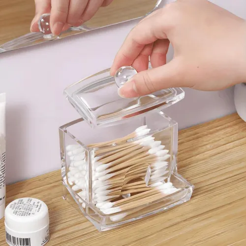 Boite De Rangement Et Distributeur Transparente Pour Cotons-tiges