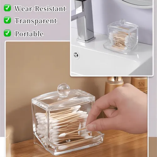 Boite De Rangement Et Distributeur Transparente Pour Cotons-tiges