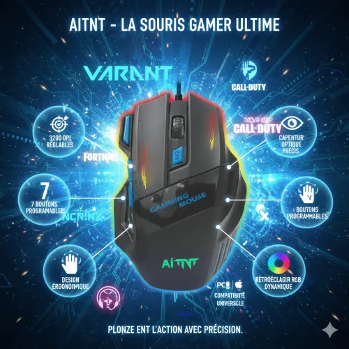 Souris Gamer 7 Boutons Ultra-speed – 3200 Dpi Haute Précision