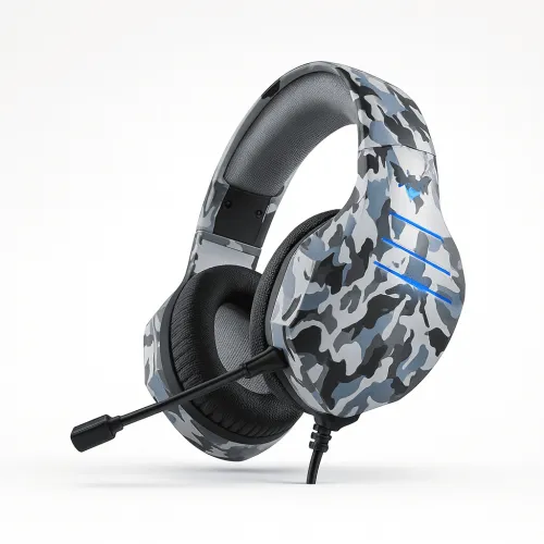 Casque Gamer Ovleng Q9 – Son Surround 7.1, Micro Anti-bruit, Rétroéclairage Led, Usb, Couleur Camouflage Gris