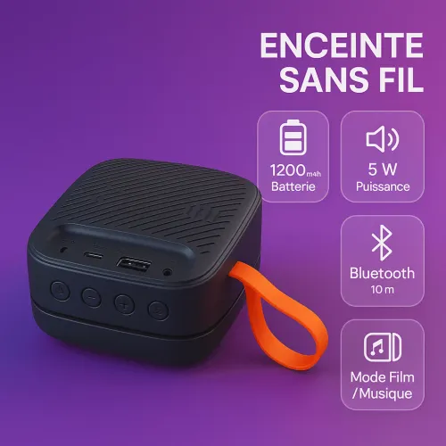 Enceinte Bluetooth Petosonic Sd-sp7 – 5w – Sans Fil Avec Éclairage Led Multicolore Et Batterie 1200 Mah
