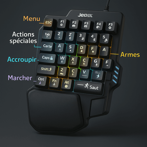 Clavier Gamer À Une Main K601 – Rgb Rétroéclairé