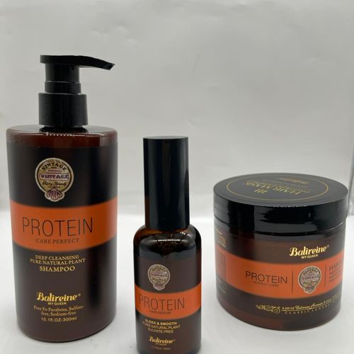 Pack Soin Cheveux Protéine – Shampoing 300ml + Masque 250ml + Sérum 50ml