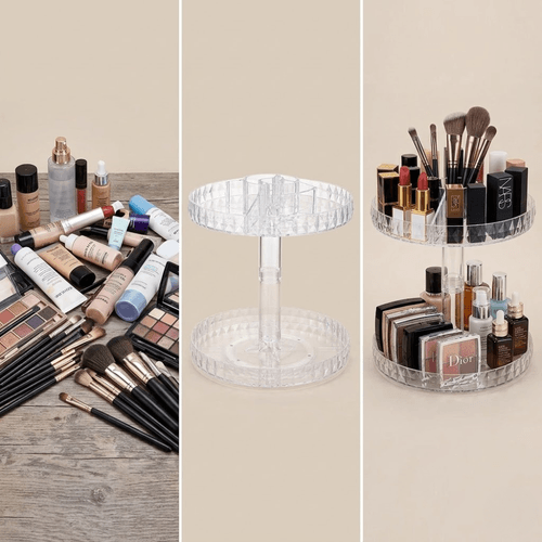 Organisateur Cosmétique Rotatif 360° pour Flacons de Maquillage - Couleur Aléatoire