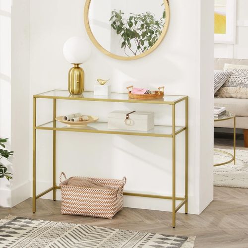 Table Console Verre Doré 2 Niveaux