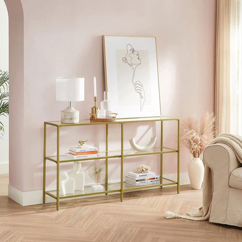 Table Console Verre Doré 3 Niveaux