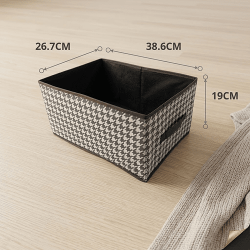 Pannier De Rangement Pliant Avec Poignée Et Motif Pied-de-poule