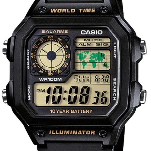 Montre Homme Bracelet En Resine Numerique Carré 5alarmes Longue Autonomie Etanche-ae-1200wh-1bvdf