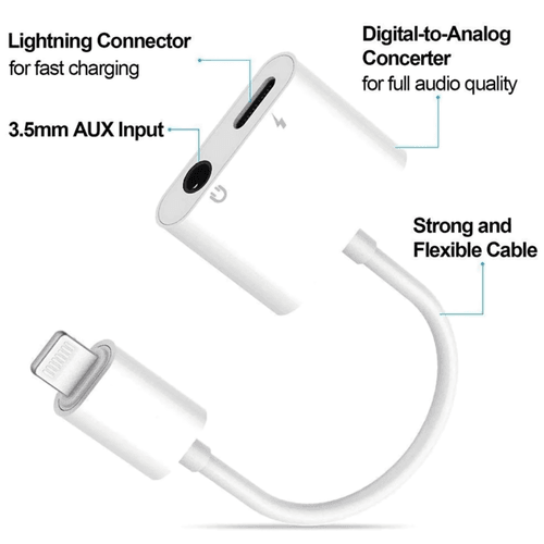 Adaptateur 2 En 1 Iphone – Lightning Vers Prise Jack 3.5mm + Chargeur Simultané