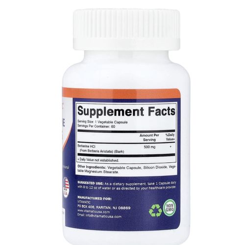 Berberine, 500 Mg, 60 Capsules