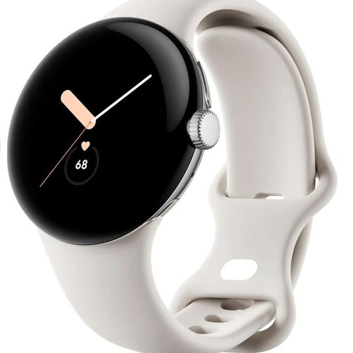 Montre Google Pixel Watch Fitbit (wi-fi Uniquement )41mm Cadran En Acier Inoxydable Argenté Avec Bracelet Actif Couleur Craie