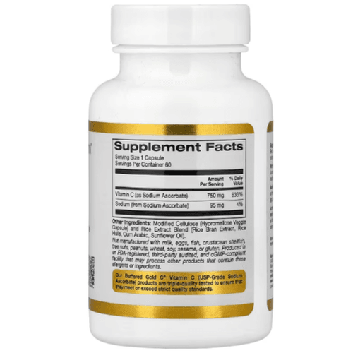 Vitamin C Buffered Gold C, Standard Sodium Ascorbate, 60 Veg Caps