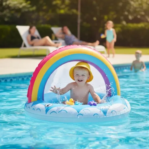 Mini Piscine Gonflable Bébé Avec Toit Ombragé Idéale Pour Jardin, Plage Ou Cour