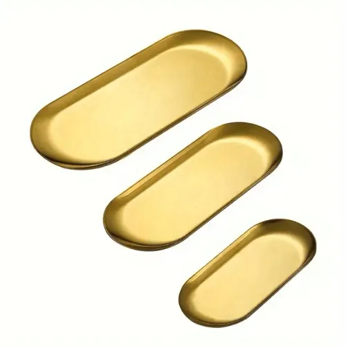 Lot De 3 Plateaux De Rangement Polyvalents Pour Cuisine, Cosmétiques Et Accessoires – Couleur Aléatoire