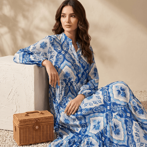 Robe Maxi Fluide À Imprimé Élégant