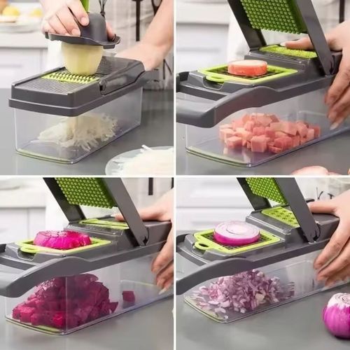 Coupe-légumes Multifonction Avec Récipient – Mandoline, Dés, Tranches, Râpes