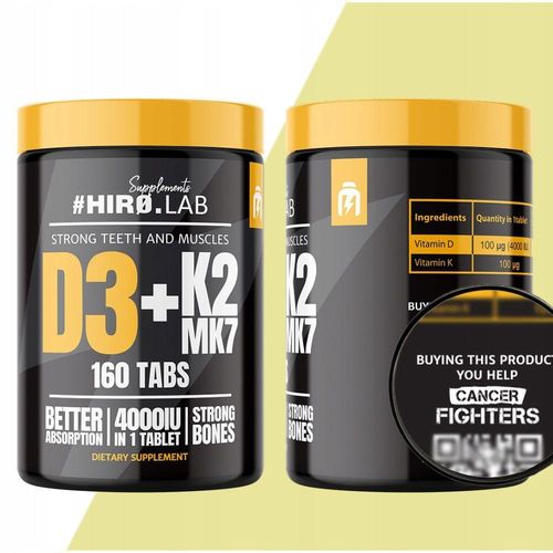 Vitamin D3 4000 Iu + K2 Mk7 160 Tabs | Absorption Calcium & Santé Osseuse | Immunité