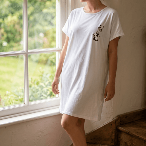 Pyjama Robe Blanche Imprimée Panda