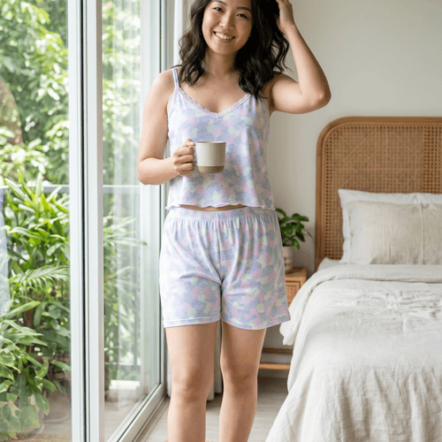 Ensemble Pyjama Short + Top Imprimé Pastel