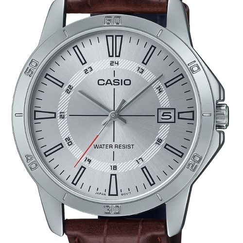 Casio Montre Pour Homme Bracelet En Cuir Premium Etanche Cadran Blanc Date-mtp-v004l-7cudf