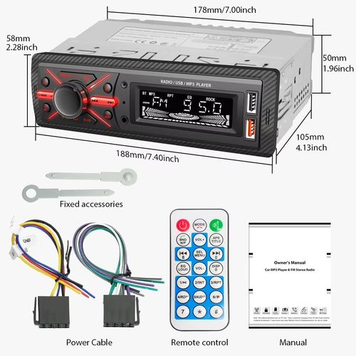 Poste Radio Voiture,lecteur Mp3 Bluetooth Pour Voiture,lumière Sept Couleurs,haute Puissance 12v,fm/aux/usb,disque Flash,machine,charge De Téléphone Haute Fidélité