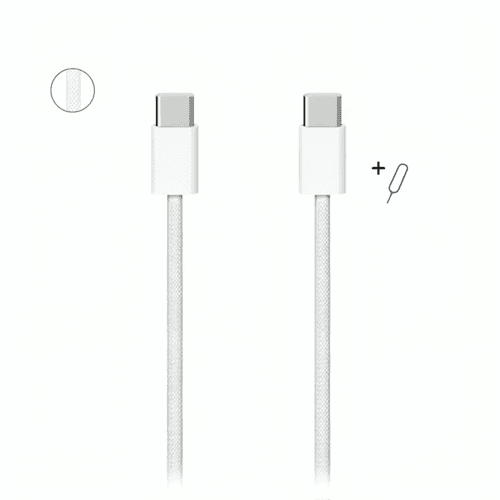 Câble Usb-c Vers Usb-c Iphone 16 – Charge Rapide 60w + Outil Éjecteur Sim – Haute Qualité