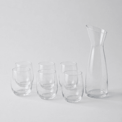 Ensemble De 7 Pièces En Verre Transparent : Verres Et Récipient Polyvalent