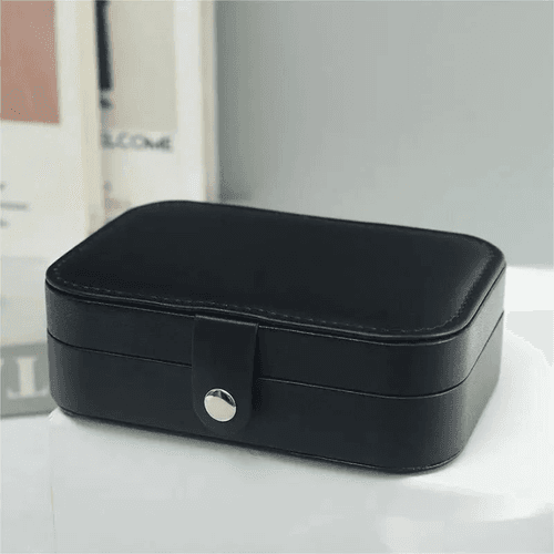 Boîte À Bijoux Portable En Cuir Pu Pour Collier, Boucles D'oreilles, Bague Noir
