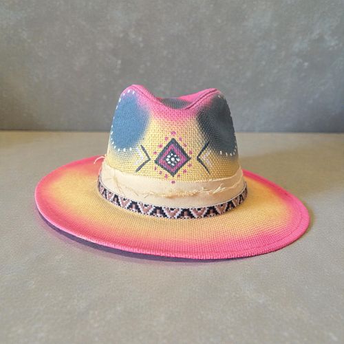 Hand-painted Hat - Pink Horizon