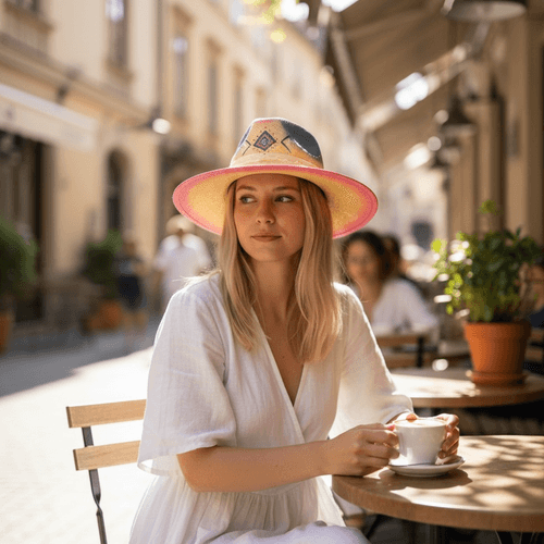 Hand-painted Hat - Pink Horizon