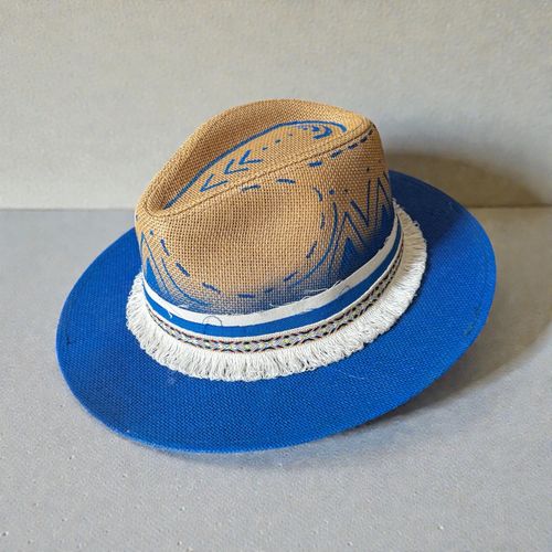 Hand-painted Hat - Wild Blue