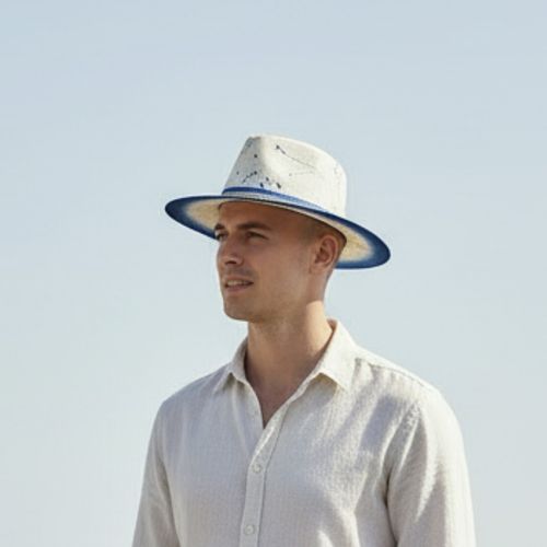  Hand-painted Hat - Blue Splash