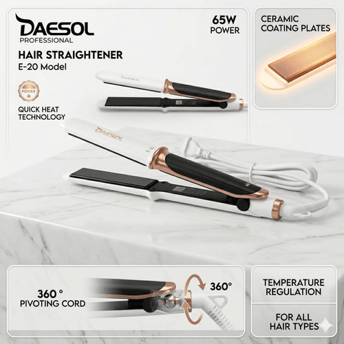 Lisseur Cheveux Professionnel Daesol E-20 – Fer À Lisser Céramique Chauffage Rapide