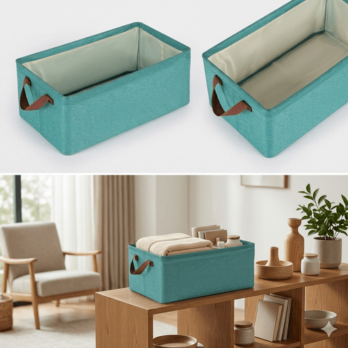 Boîte De Rangement Pliable Grande Capacité Avec Poignées Pour Organisation Maison – Couleur Aléatoire